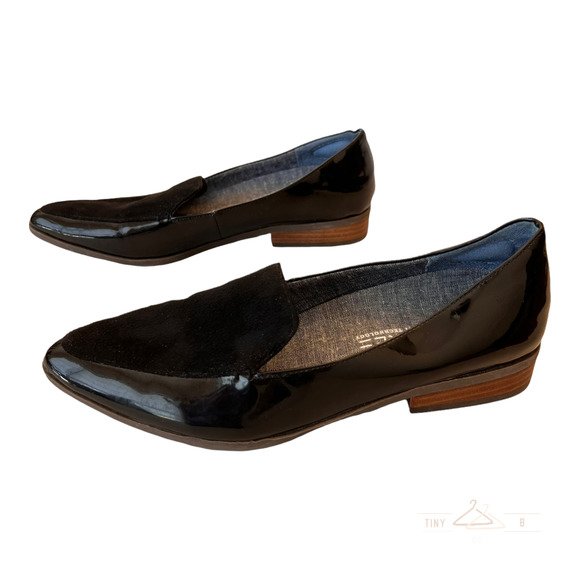 Dr. Scholl's Pointed Toe Faux Leather Suede Black Loafers Slip On Comfort 7M - Picture 2 of 6